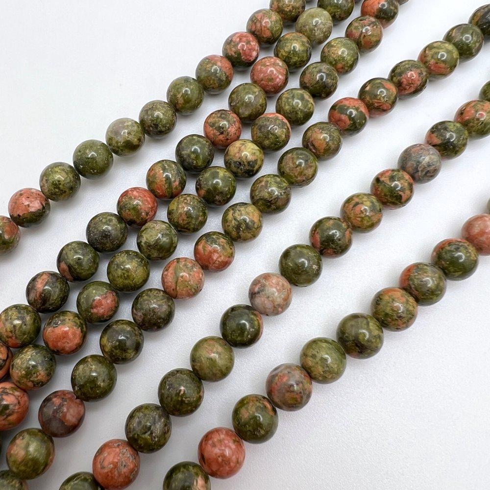 6mm Smooth Round, Unakite Beads (16