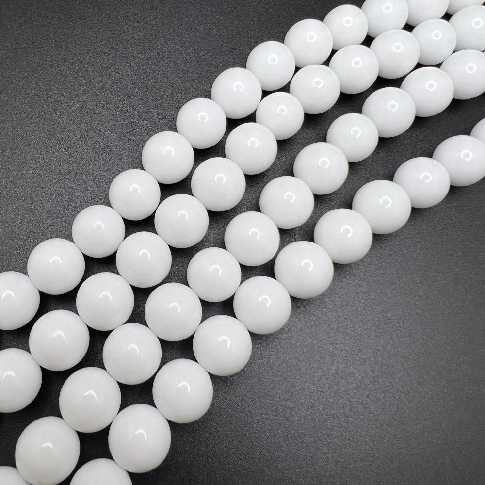 10mm Smooth Round, White Quartz Beads (16