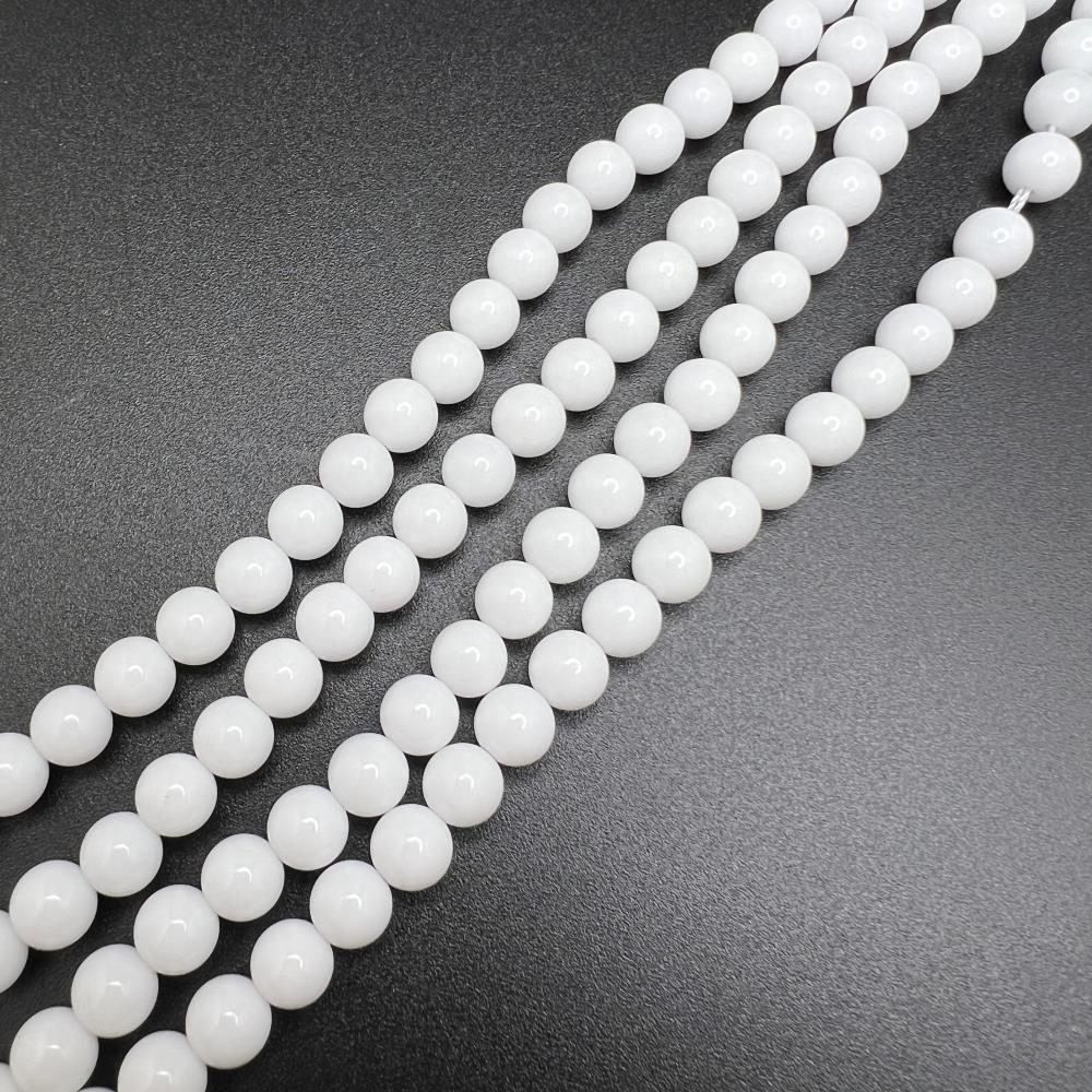6mm Smooth Round, White Quartz Beads (16