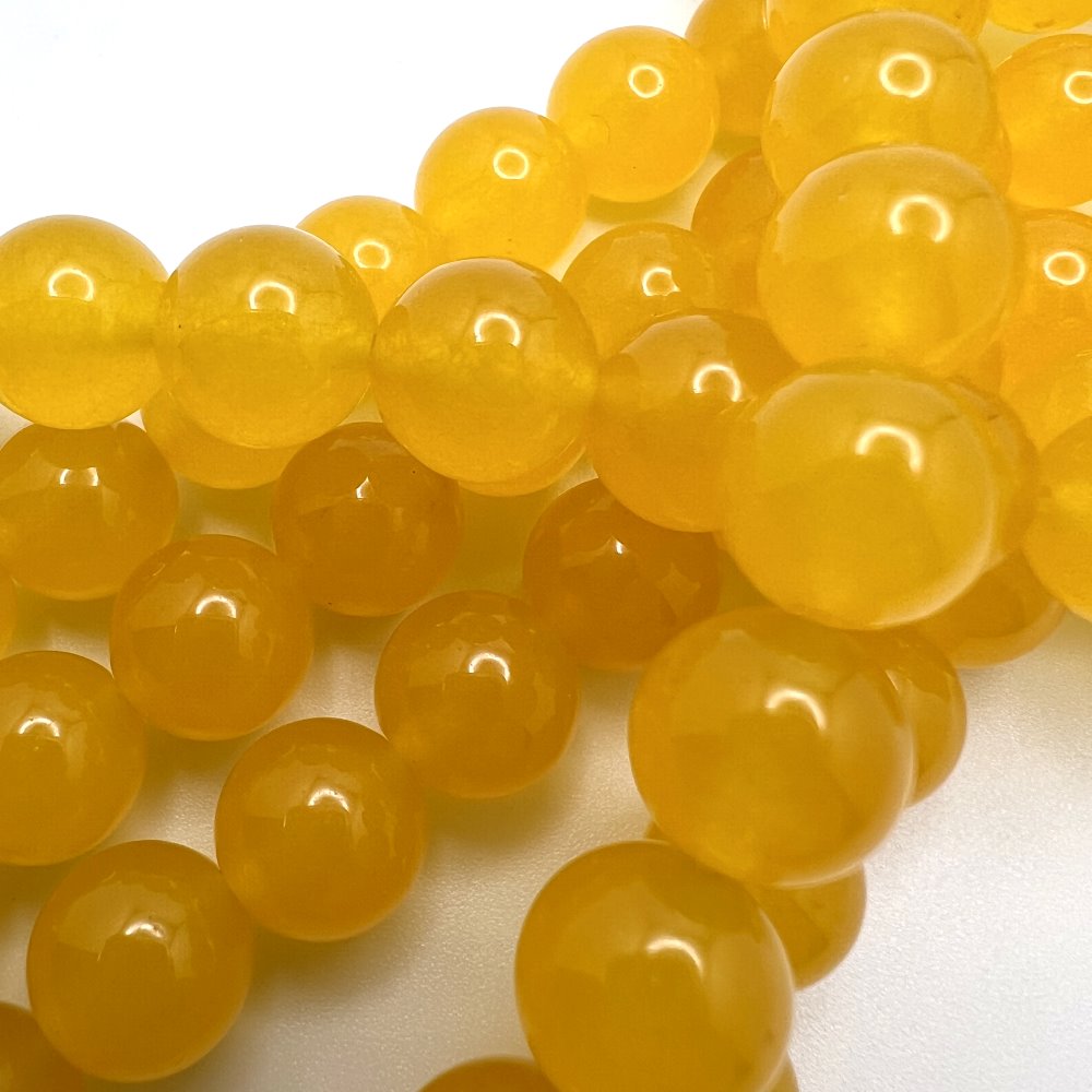 12mm Smooth Round, Yellow Jade Beads (16
