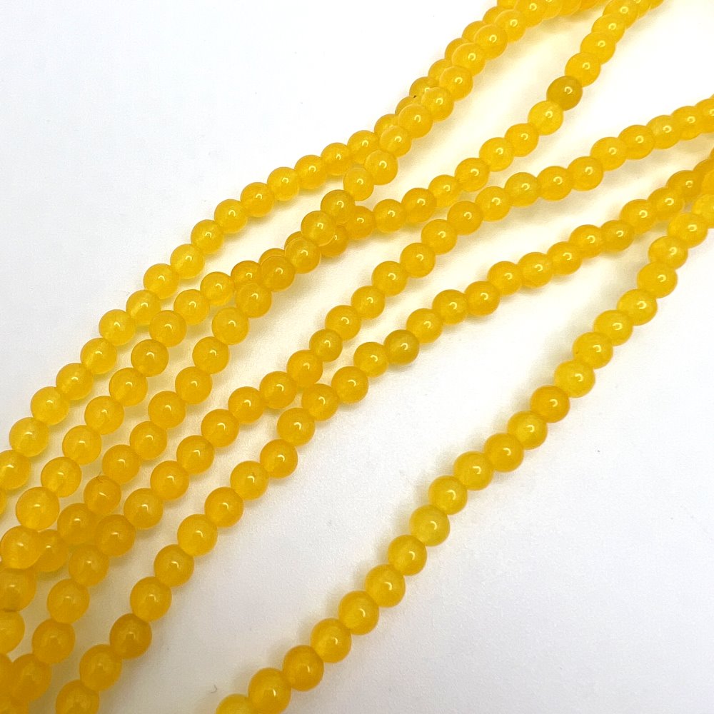 3mm Smooth Round, Yellow Jade Beads (16