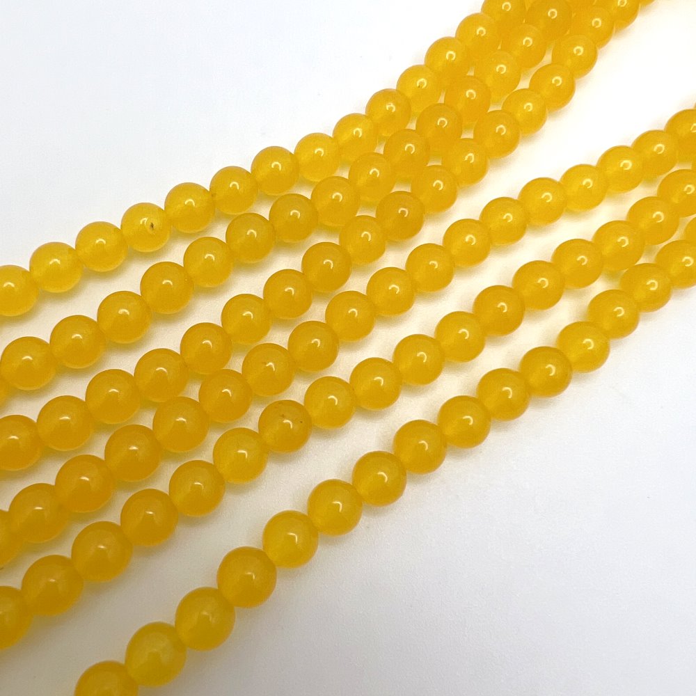 6mm Smooth Round, Yellow Jade Beads (16