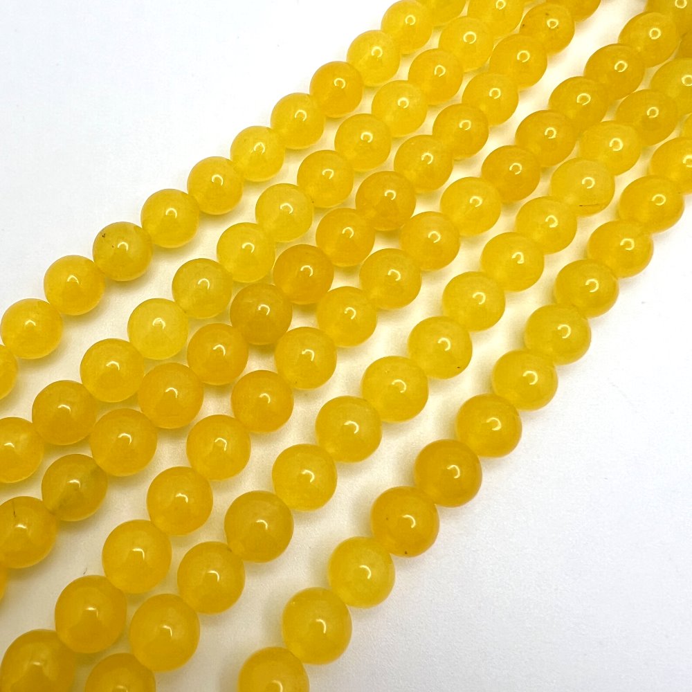 8mm Smooth Round, Yellow Jade Beads (16