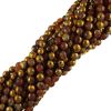 8mm Round Faceted Half-Gold Red Agate (16