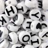 Assorted Letter Beads, 10mm Round, White with Black Letters (500 Pieces) 