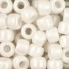 Pony Beads, 9x6mm, Opaque Pearl White (650 Pieces) 