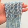 Smooth Round, Aquamarine Gemstone Beads, Choose Size (16