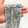 8mm Smooth Round, Aquamarine Gemstone Beads (16