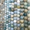 Smooth Round, Aquamarine Gemstone Beads, Choose Size (16