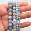 8mm Smooth Round, Aquamarine Gemstone Beads (16