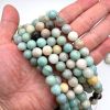 10mm Smooth Round Black Cloudy Amazonite Beads (16