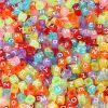 Alphabet Beads, Assorted Letters, 6mm Cube, Transparent Multicolor With White Letters (250 Pieces) 