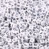 Alphabet Beads, Assorted Letters, 6mm Cube, White With Black Letters (250 Pieces) 