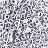 Alphabet Beads, Assorted Letters, 6mm Cube, White With Black Letters (250 Pieces) 