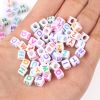 Alphabet Beads, Assorted Letters, 6mm Cube, White With Multicolor Letters (250 Pieces) 