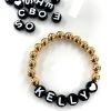 Assorted Letter Beads, 10mm Round, Black with White Letters (500 Pieces) 