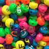 Assorted Letter Beads, 10mm Round, Neon Multi-Color with Silver Letters (500 Pieces) 