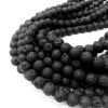 10mm Round, Natural Black Lava Beads, Volcanic Rock (16