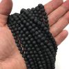 6mm Round, Natural Black Lava Beads, Volcanic Rock (16