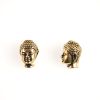 Buddha Head Beads - Antique Gold Plate - 9.5 x 13mm, 2.5mm Hole  (3 Pieces) 