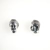 Buddha Head Beads - Antique Silver Plate - 9.5 x 13mm, 2.5mm Hole - (3 Pieces) 