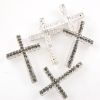 Rhinestone Cross Bar (Blk Diamond/Silver) (6 Pieces) 