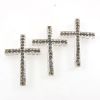 Rhinestone Cross Bar (Blk Diamond/Silver) (6 Pieces) 