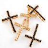 Rhinestone Cross Bar (Jet/Gold)   (6 Pieces) 