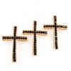 Rhinestone Cross Bar (Jet/Gold)   (6 Pieces) 