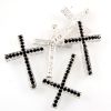Rhinestone Cross Bar (Jet/Silver)   (6 Pieces) 