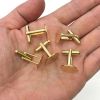 Cuff Link Blanks w/ 15mm Flat Pad, Gold-Plated (12 Pieces) 