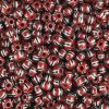 Czech Round Seed Beads, Glass, Red with Black & White Stripes, Choose Size 
