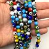 8mm Round Evil Eye Beads, Mixed Colors (15
