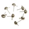 Earring Post with 8mm Half Ball and Loop, Imitation-Rhodium (72 Pieces) 