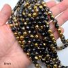 8mm Round Faceted Half-Gold Black Agate (16