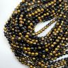 8mm Round Faceted Half-Gold Black Agate (16