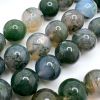 Smooth Round, Moss Agate Beads, Choose Size (16