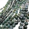 Smooth Round, Moss Agate Beads, Choose Size (16