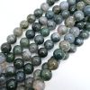 Smooth Round, Moss Agate Beads, Choose Size (16