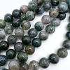 Smooth Round, Moss Agate Beads, Choose Size (16