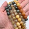 12mm Smooth Round, Multi Rutilated Quartz Beads (16
