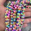 Polymer Clay Beads, Rainbow Smiley Face Flowers (16