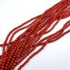 3mm Smooth Round, Red Coral Bamboo Beads (16