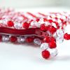 Small Red & Clear Faceted Bead Purse 