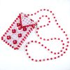 Small Red & Clear Faceted Bead Phone Pouch 