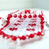 Small Red & Clear Faceted Bead Phone Pouch 