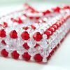 Small Red & Clear Faceted Bead Phone Pouch 