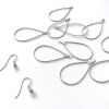 Teardrop Wire Hoop w/ 2 Loops, 40 x 20mm, Imitation Rhodium (36 Pieces) 