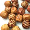 16mm Large Hole, Printed Barrel Wood Bead (24 Pieces) 