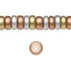 8x4mm Rondelle Wood Beads, Coated Waxed, Metallic Gold, Silver, Copper (Approx 200 Pieces) 
